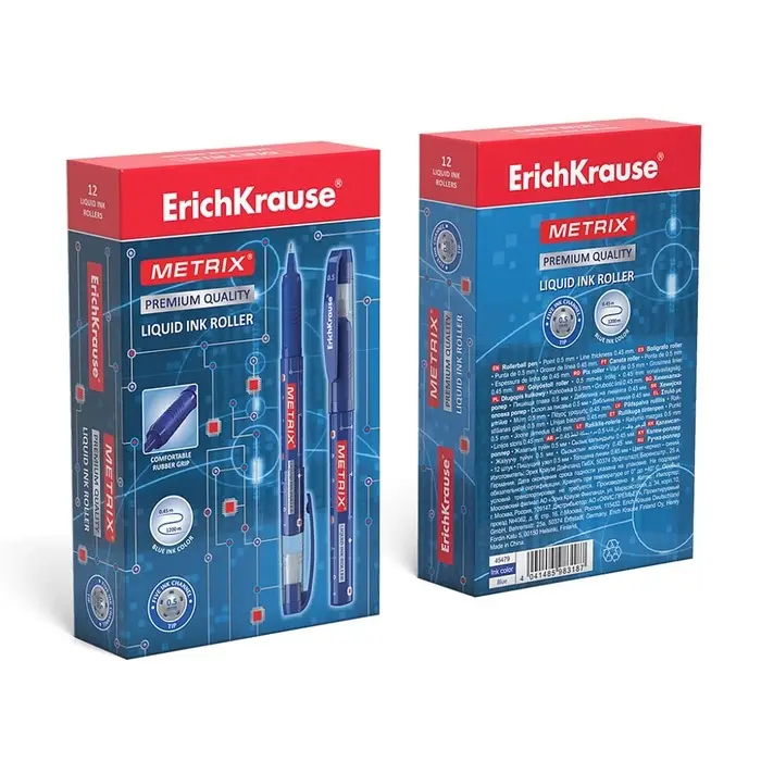 Ручка - роллер Erich Krause METRIX, узел 0.5, чернила синие, длина письма 1200 метров