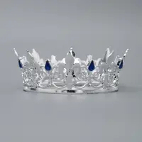 Топпер для торта &laquo;Корона&raquo; 15&times;5.2 см, серебряная с синими стразами