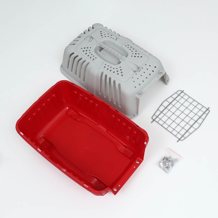 Переноска для животных пластиковая 47 х 30 х 35 см, вес до 9 кг, красная Переноска для животных пластиковая 47 х 30 х 35 см, вес до 9 кг, красная