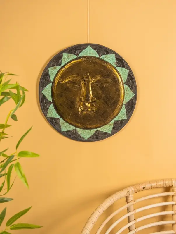 Панно  Панно "Солнце" МДФ, 40х40х2 см, цв. чёрный/золото/бирюзовый