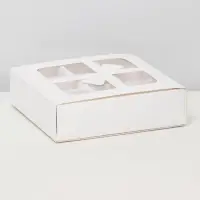 Коробка для 9 конфет «Бантик», белый 13.7×13.7×3.8 см