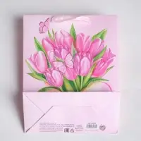 Пакет подарочный ламинированный, упаковка, «Тюльпаны 8 марта», ML 23 х 27 х 11.5 см
