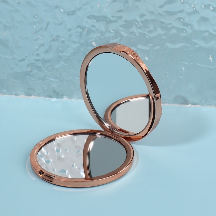 Зеркало складное «Волны», d = 7,5 см, цвет розовое золото Зеркало складное «Волны», d = 7,5 см, цвет розовое золото