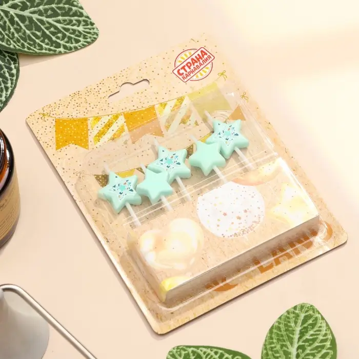 Свечи для торта &laquo;Звёздочки&raquo;, 5 шт., цвет голубой