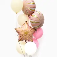 Воздушные шары "Розовые грани" фольга, латекс, набор 12 штук