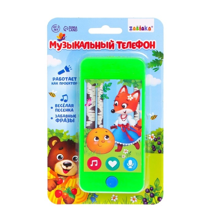 Музыкальный телефон &laquo;Лиса и колобок&raquo;, звук, свет