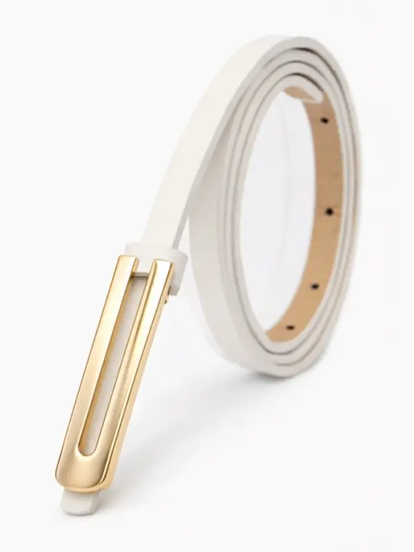 Ремень женский, 0.8&times;110 см, гвоздик, золотистая пряжка, белый