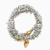 Браслет 3 нити "Каменнное сердце", цвет золотисто-серебристый Браслет 3 нити "Каменнное сердце", цвет золотисто-серебристый