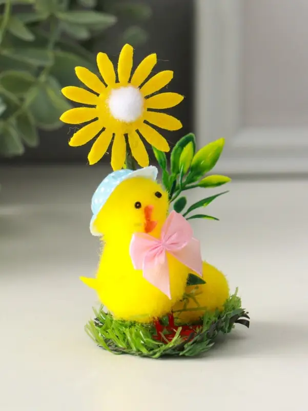 Фигурка пасхальная &laquo;Цыпа и цыпленок на лужайке с одуванчиком&raquo;, 4.5&times;6&times;10.5 см