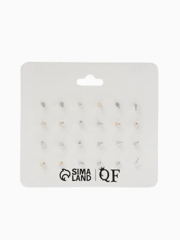 Серьги пусеты 12 пар &laquo;Фантазия&raquo; цветы и звёзды, белые в золоте