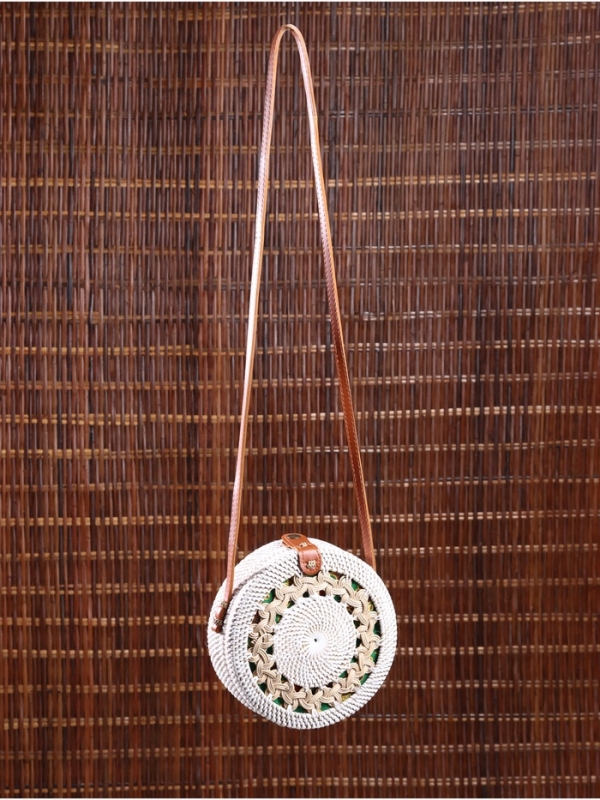 Сумка плетеная ротанг "Мандала" бежевый, 20х6х70 см