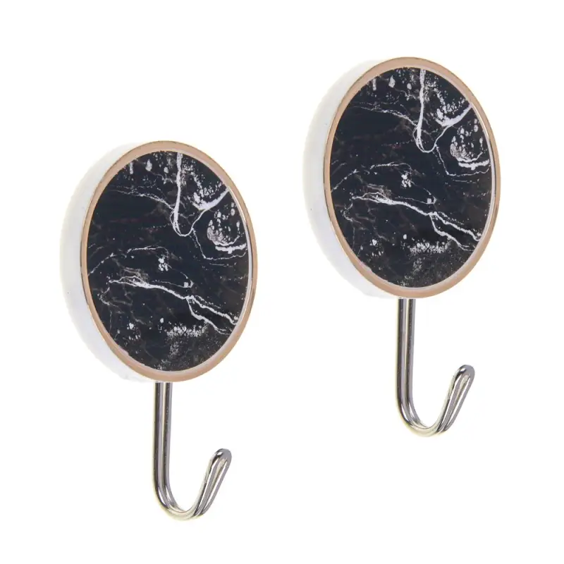 Крючки самоклеящиеся тм VETTA Черный мрамор, пластик, металл, 2шт