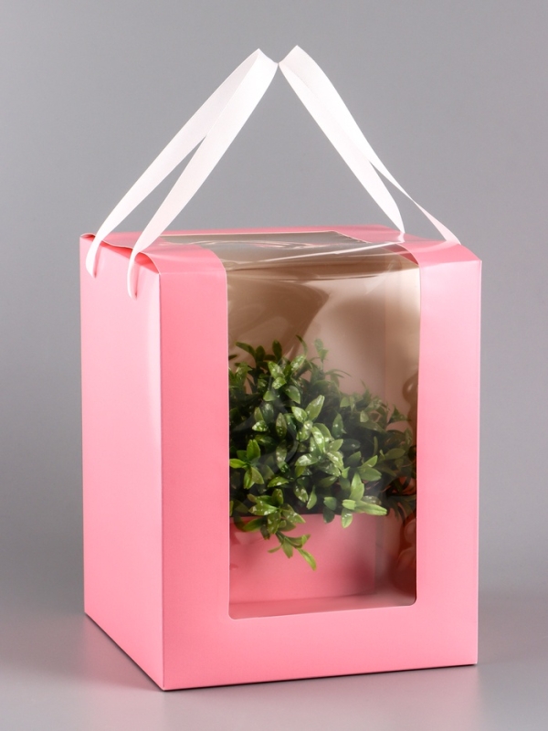 Коробка для цветов, 20 х 20 х 25 см, розовая Коробка для цветов, 20 х 20 х 25 см, розовая