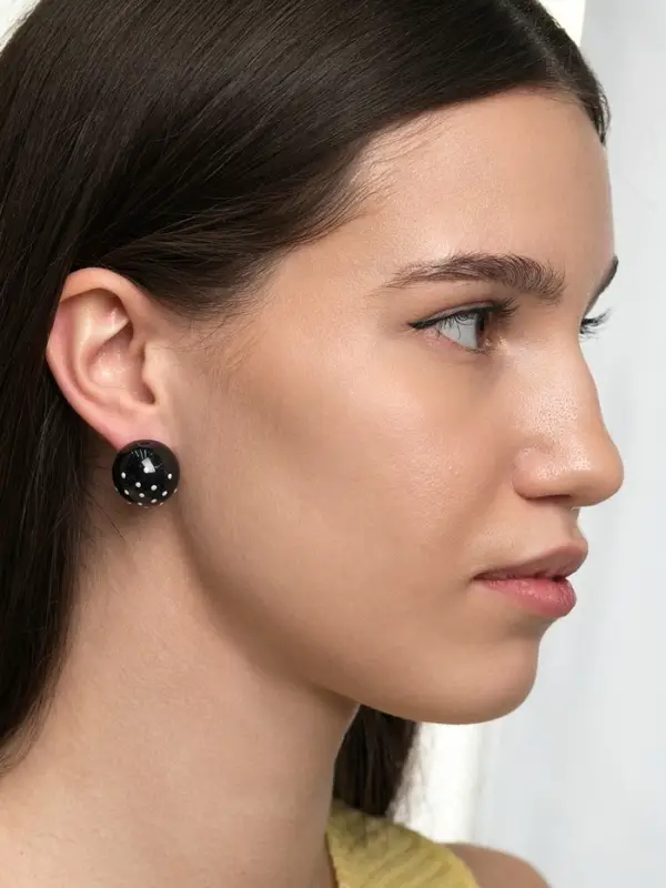 Серьги &laquo;Бусина. Шар в точку&raquo;, d=2 см, чёрные, белые