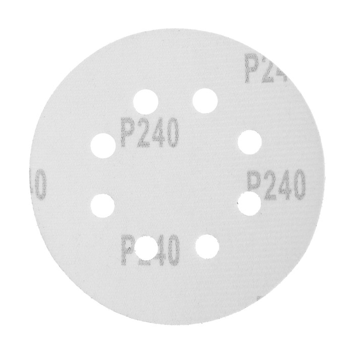Круг абразивный шлифовальный под  Круг абразивный шлифовальный под "липучку" ТУНДРА, перфорированный, 125 мм, Р240, 10 шт.