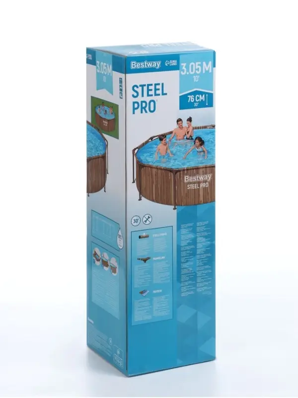 Бассейн каркасный Steel Pro, 305&times;76 см, круглый, рейка, 561VP Bestway