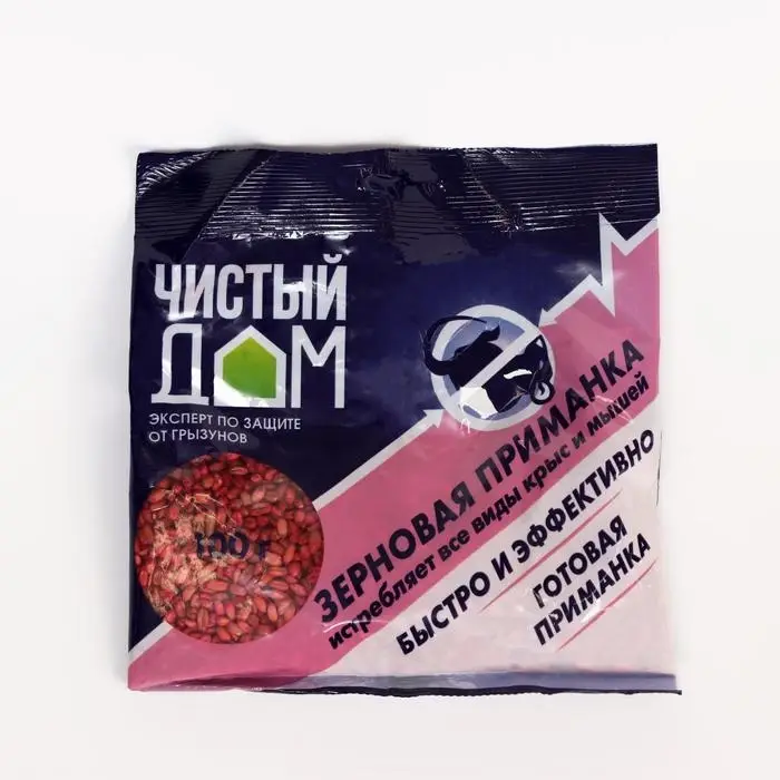 Зерновая приманка от крыс и мышей Чистый дом 100 г Зерновая приманка от крыс и мышей Чистый дом 100 г