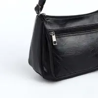 Сумка женская, кросс-боди, средний размер, на молнии, 20&times;8.5&times;15 см, чёрная