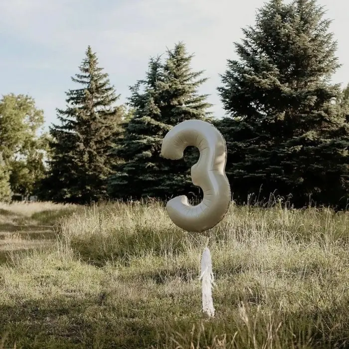 Шар фольгированный 40 Шар фольгированный 40" Цифра 3, цвет «Взбитые сливки»