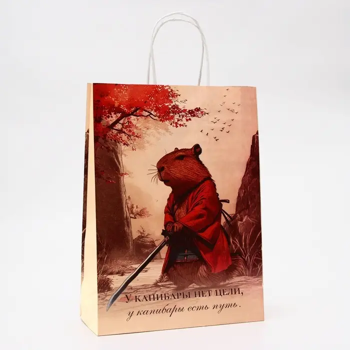 Пакет подарочный бумажный, «Самурай», 24×10.5×32 см