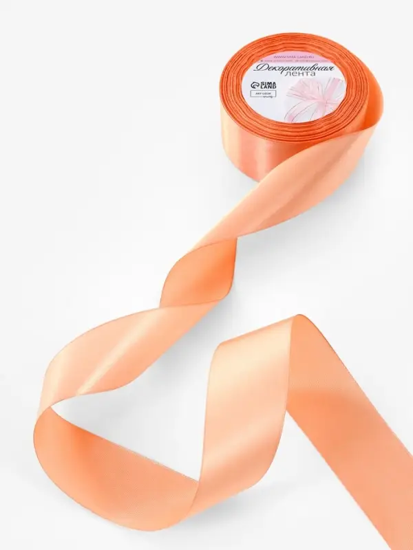Лента атласная 38мм*25&plusmn;1ярд(23м&plusmn;1м) светло-оранжевый СП АУ