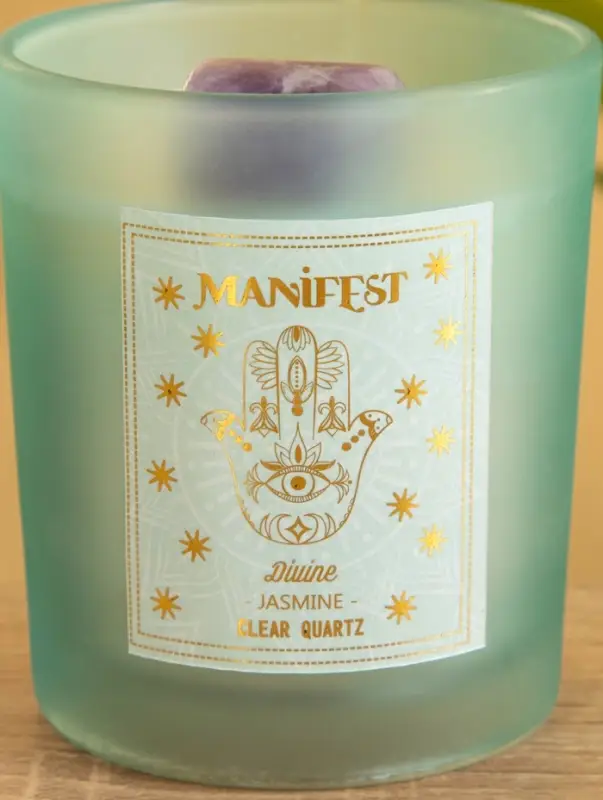 Свеча в стекле с камнем Manifest жасмин 200 гр соевый воск Свеча в стекле с камнем Manifest жасмин 200 гр соевый воск