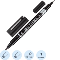 Маркер перманентный двусторонний Deli Think 0,5/1 мм черный EU211-BK