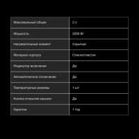 Чайник HYK-G4505 2л. 2200Вт черный