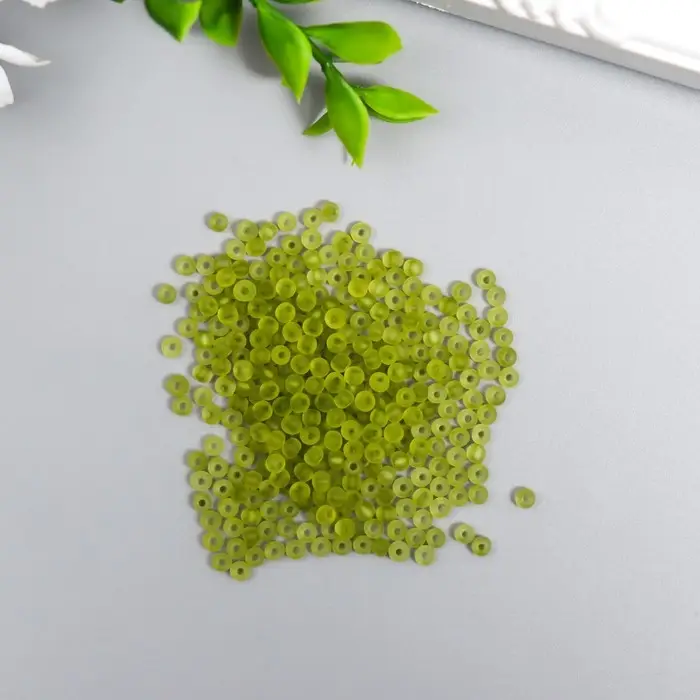 Бисер стекло 8/0  Бисер стекло 8/0 "Матовый полупрозрачный. Горчица" 10 гр