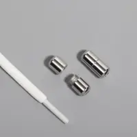 Шнурки для обуви, пара, круглые, с фиксатором, эластичные, d=5 мм, 100 см, белые