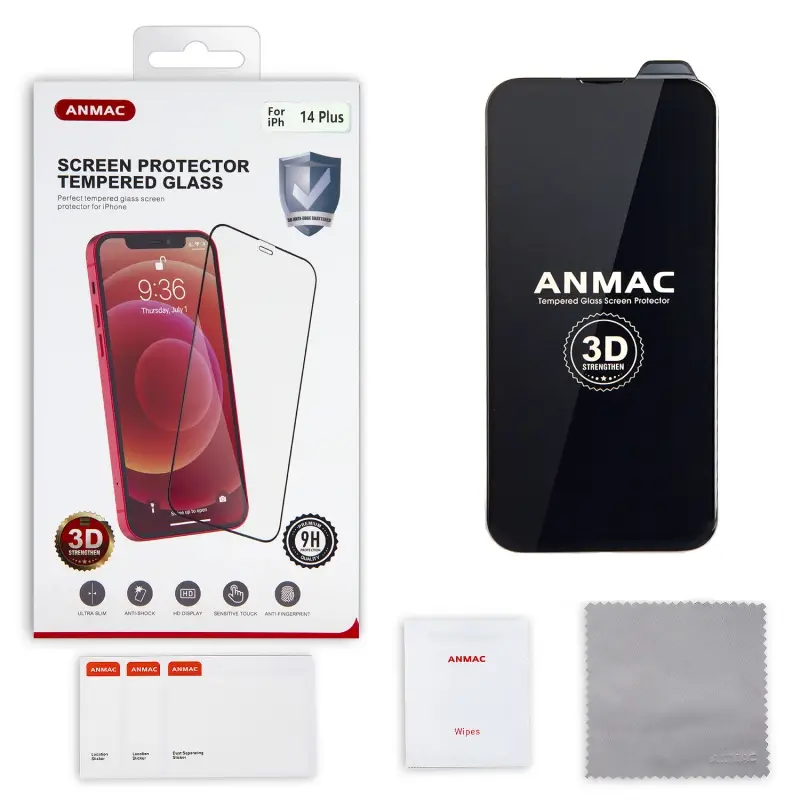 Защитное стекло IPh 14 Plus (6.1) 3D ANMAC черное усиленное Арт.1137414 Защитное стекло IPh 14 Plus (6.1) 3D ANMAC черное усиленное Арт.1137414