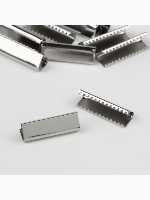 Наконечник-зажим для стропы, 6.5&times;20 мм, 10 шт., цвет серебряный