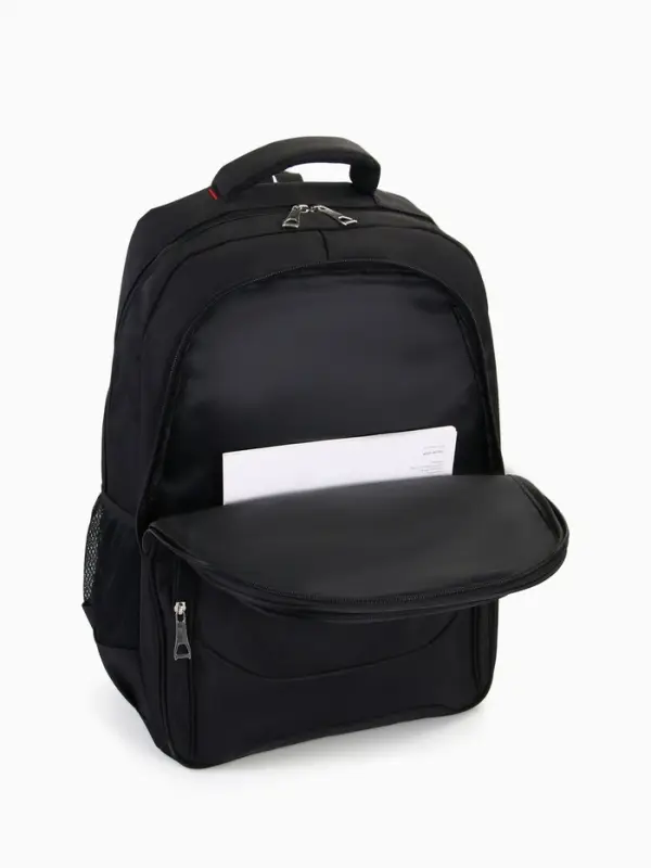 Рюкзак молодёжный, со светоотражающими элементами, 2 отдела, 4 кармана, 37&times;17&times;54 см, чёрный