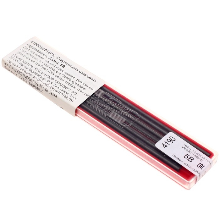 Грифели для цанговых карандашей 2.0 мм, Koh-I-Noor 4190 5В, 12 штук Грифели для цанговых карандашей 2.0 мм, Koh-I-Noor 4190 5В, 12 штук