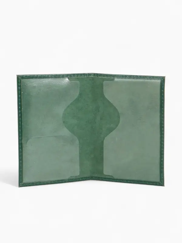 Обложка для паспорта, гладкая, тиснение серебряной фольгой, зелёная