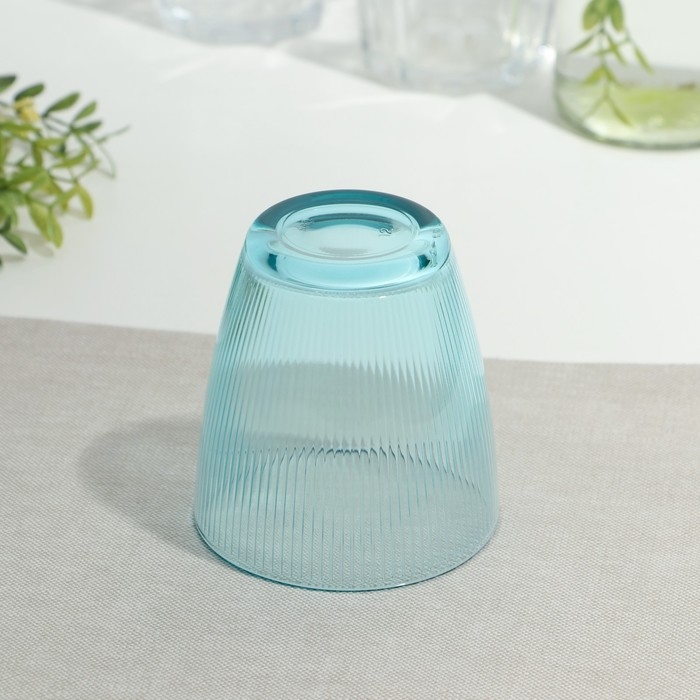 Стакан низкий стеклянный «Концепто Страйпи», 250 мл, цвет бирюзовый Стакан низкий стеклянный «Концепто Страйпи», 250 мл, цвет бирюзовый