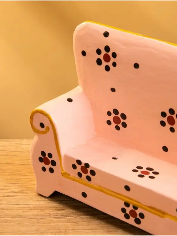 Мебель для кукол &laquo;Диван с цветами&raquo;, 13&times;4&times;9 см, дерево, розовая