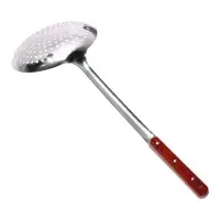 Шумовка для казана Шафран, 48с м, диаметр 17 см, узбекская, с деревянной ручкой, металл