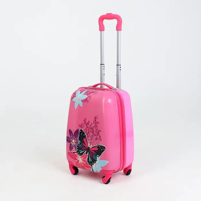 Чемодан детский на колёсах 29 л (XS), на молнии, розовый