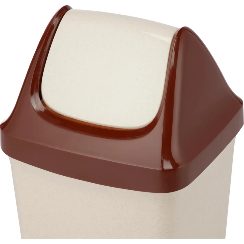 Ведро мусорное пластик 25л прям беж с корич крышк-маят 320х582х280мм_М2463