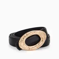 Ремень женский тонкий, 110&times;2.4 см, золотистая пряжка металл, чёрный