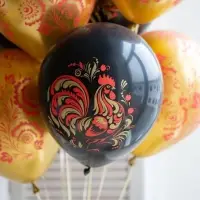 Воздушные шары латексные 12" &laquo;Русский стиль. Хохлома&raquo;, набор 15 шт.