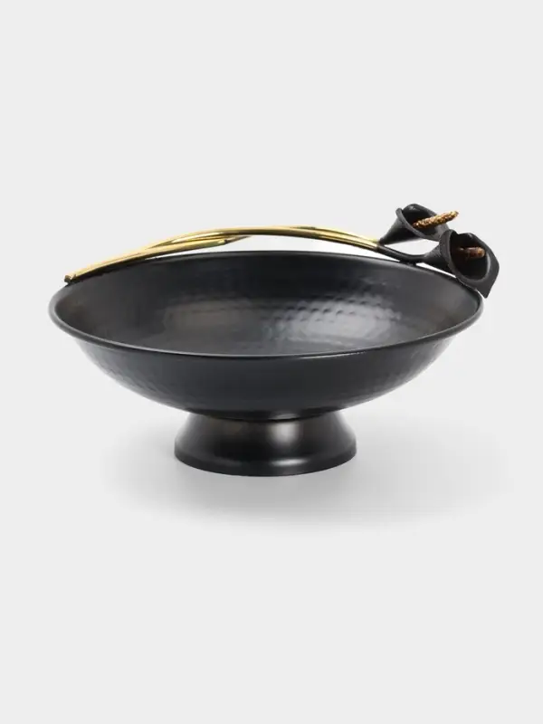 Фруктовница &laquo;Чёрные каллы&raquo;, 21.5&times;23&times;9.5 см, нержавеющая сталь, чёрная с золотом