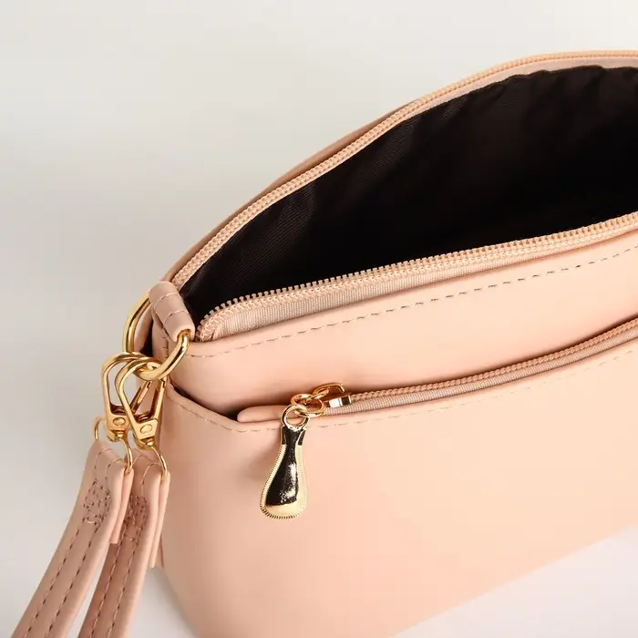 Сумка женская кросс-боди на молнии, 23&times;9&times;15 см, пудровая
