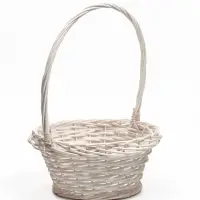 Корзина плетёная для хранения, из лозы, 34&times;34&times;16 см, ручка h=28 см, белая