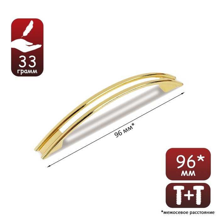 Ручка-скоба CAPPIO РС139GP, м/о 96 мм, цвет золото, 4 шт.