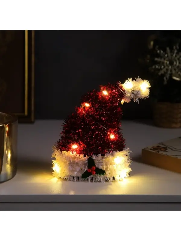 Светодиодная фигура из мишуры &laquo;Колпак&raquo; 14&times;10 см, 10 LED, от батареек AG10&times;3, свечение тёплое белое