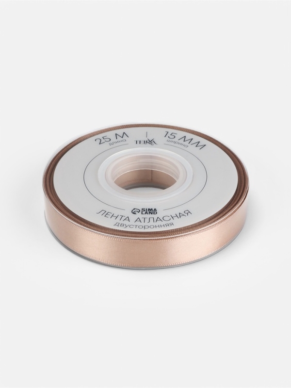 Лента атласная двухсторонняя №812 15мм*25±1м телесный TR