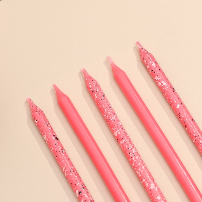 Свечи для торта Свечи для торта "Блестящая вечеринка", 6 шт, розовые, высокие