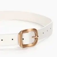 Ремень женский, 2.7&times;105 см, золотистая пряжка, 1 прокол, белый